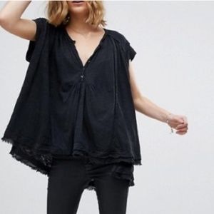 Free People Black Aster Henley Top